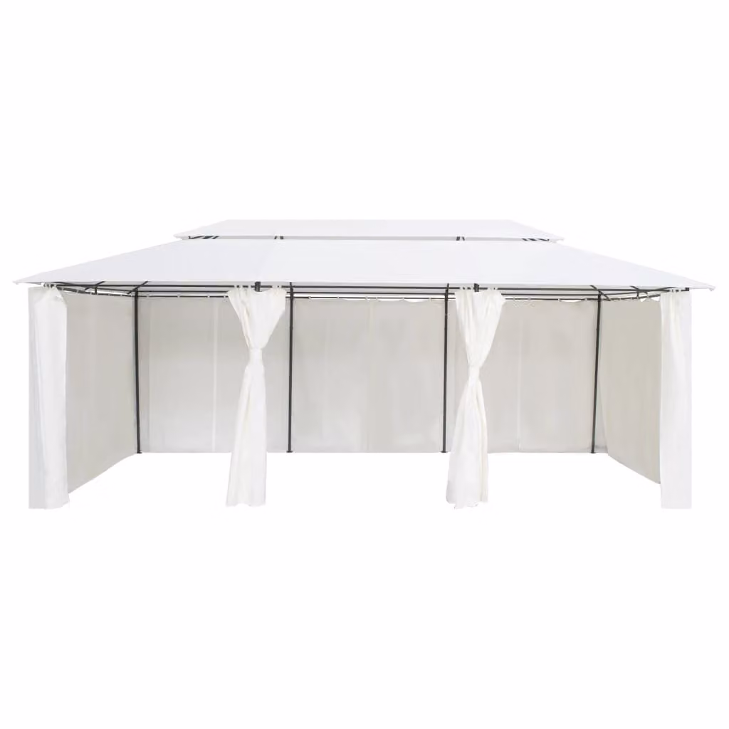 Gazebo con Tende 600x298x270 cm Bianco 180g/m²