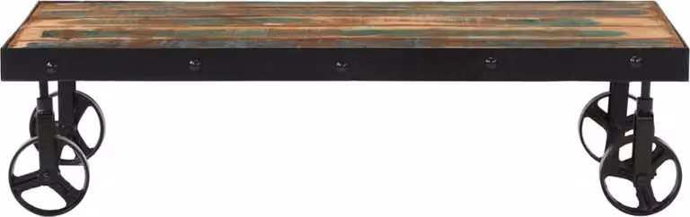 vidaXL Tavolino con rotelle in legno massiccio antico 100x55x26 cm