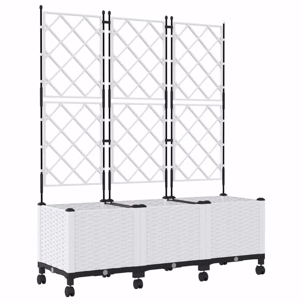 Set di 3 vasi da giardino con grigliato per piante rampicanti vidaXL, colore bianco, in plastica – 2