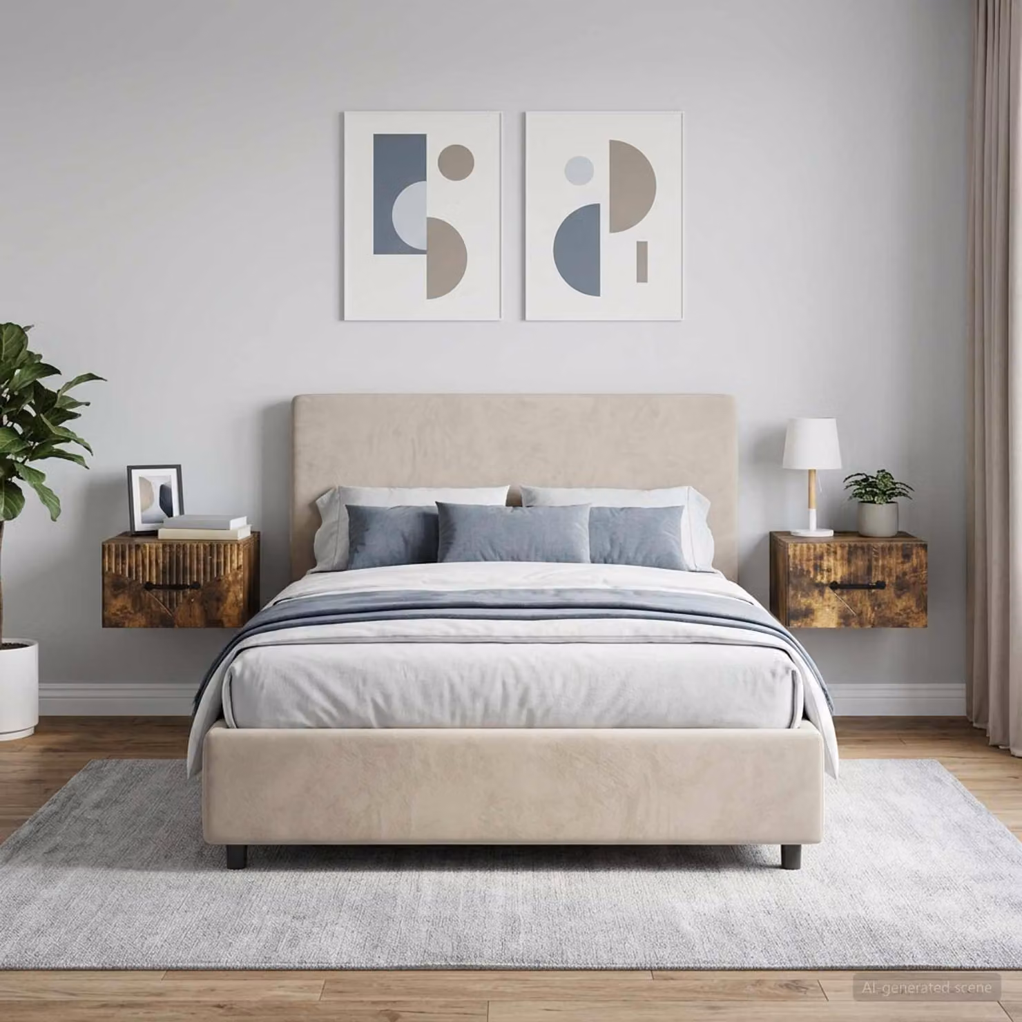 Set di 2 Mobiletti da notte sospesi vidaXL in Rovere Fumo, L 34,5 cm x P 33 cm x H 20 cm