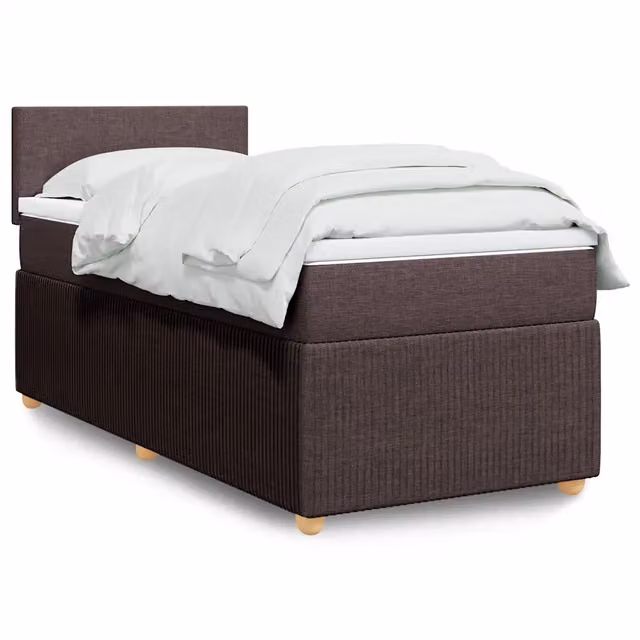 Letto Ibrido con Materasso vidaXL in Legno e Tessuto Marrone e Bianco L/P: 200 x 90 cm – 1