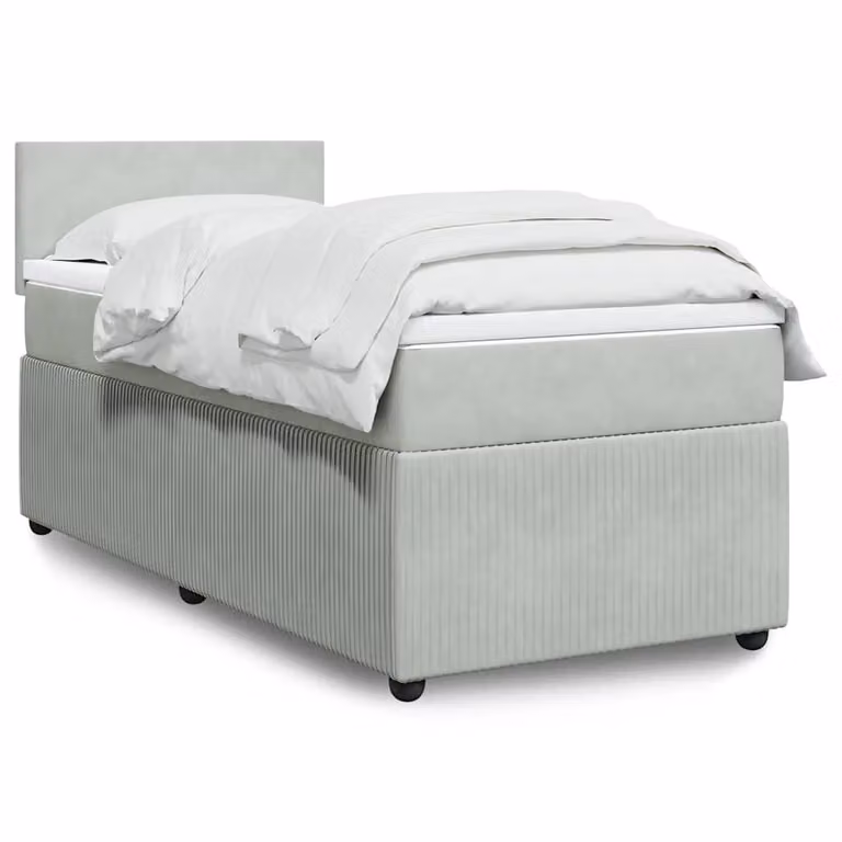 vidaXL Giroletto Ibrido con Materasso a Molle Insacchettate in Velluto Grigio e Bianco L/P/H: 200 x 80 x 76,7 cm