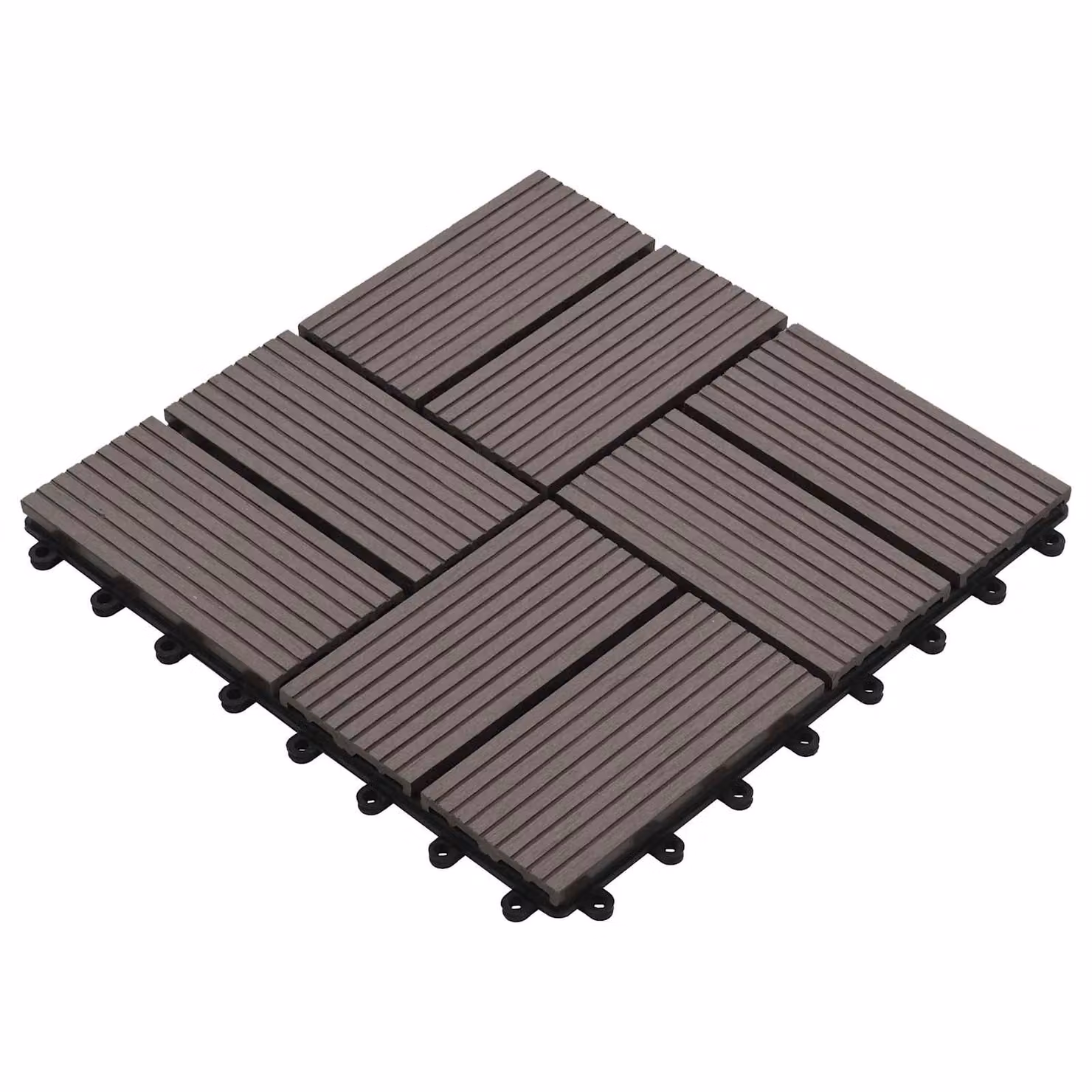 Set di 11 piastrelle per decking vidaXL in WPC marrone scuro, L/P: 30 x 30 cm