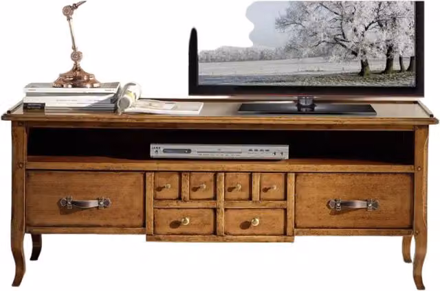 Porta TV classico in legno Bassano marrone con 1 cassetto soft close Mobili 2G L: 135 cm, P: 45 cm, H: 54 cm – 4