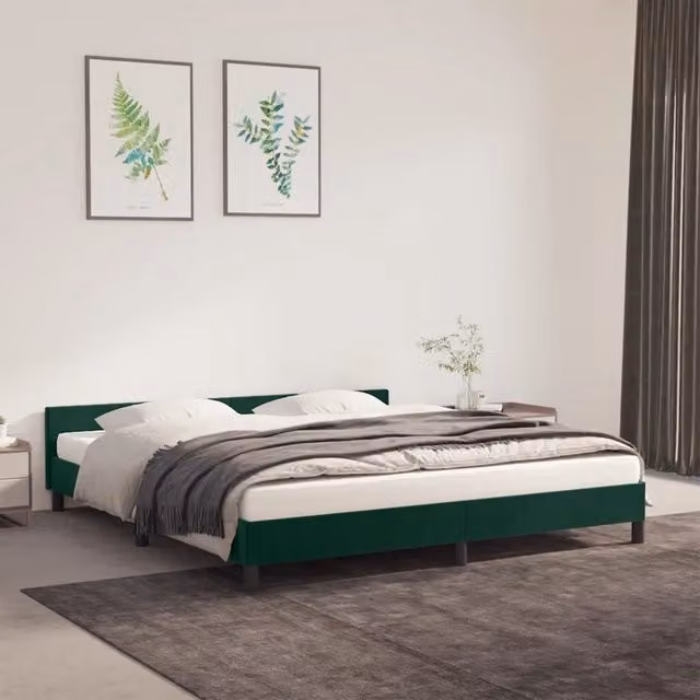Giroletto senza Materasso Verde Scuro 180x200 cm in Velluto 347588