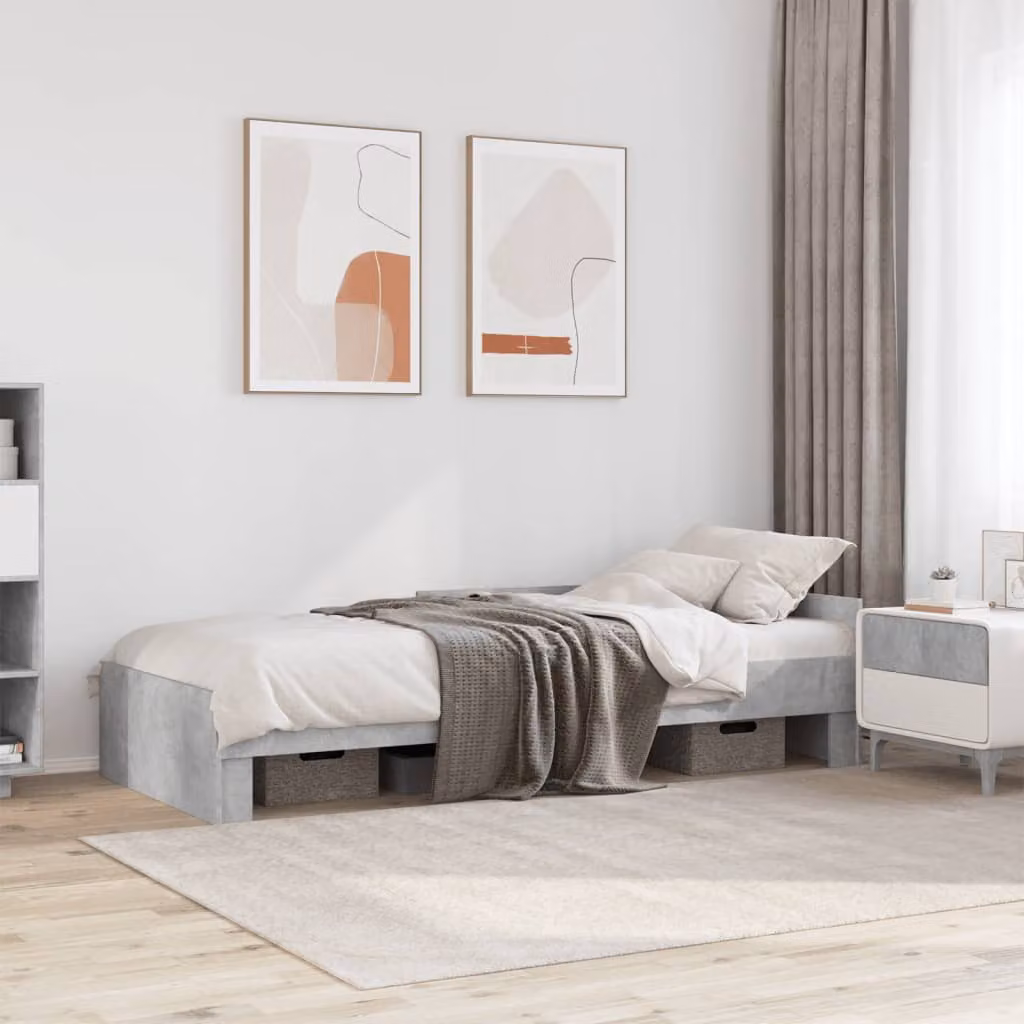 Giroletto vidaXL in legno multistrato e tessuto, Grigio Cemento, L/P: 90 x 190 cm