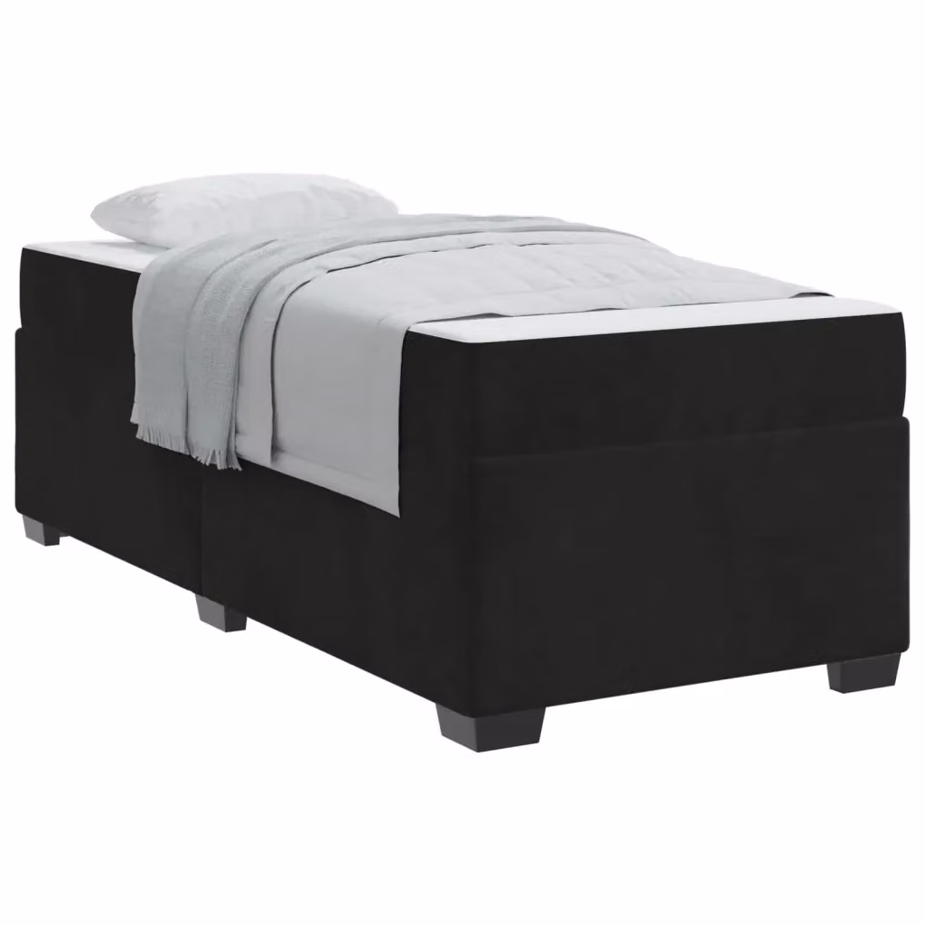 Letto con struttura imbottita in tessuto e materasso a molle vidaXL, colore nero, L/P/H: 90 x 200 x 66 cm – 2