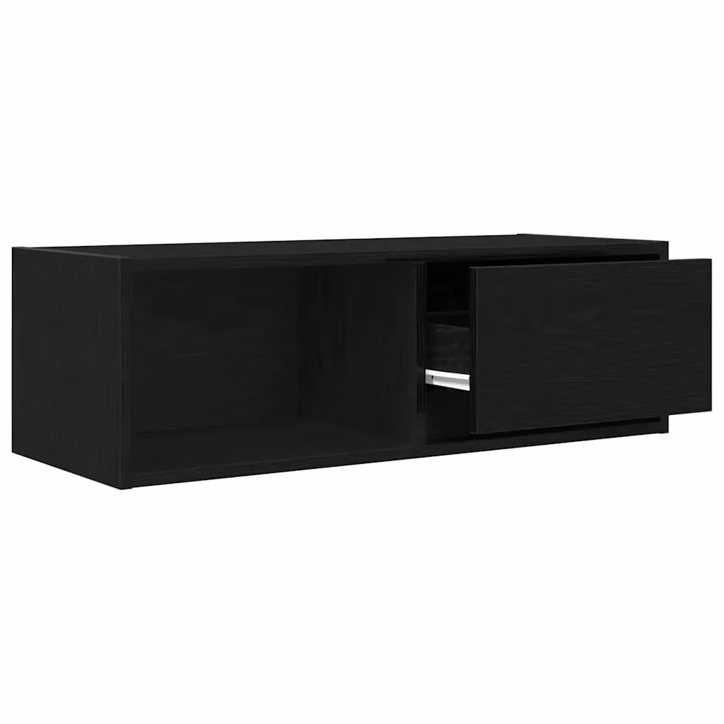 Set di 2 mobili TV a parete HELLOSHOP26 in rovere nero e nero opaco, L 80 x P 31 x H 25,5 cm – 2