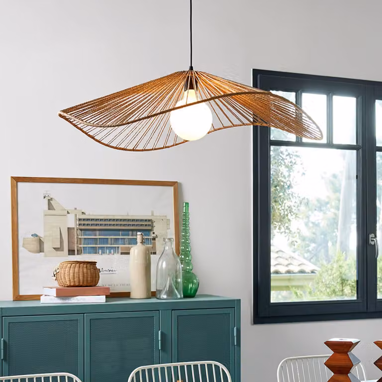COREP Lampada a sospensione Sahara, dimmerabile, Crema / Ambra, Soggiorno / Sala da pranzo, Carta / Lunolit / Lunopal, Lampada a sospensione