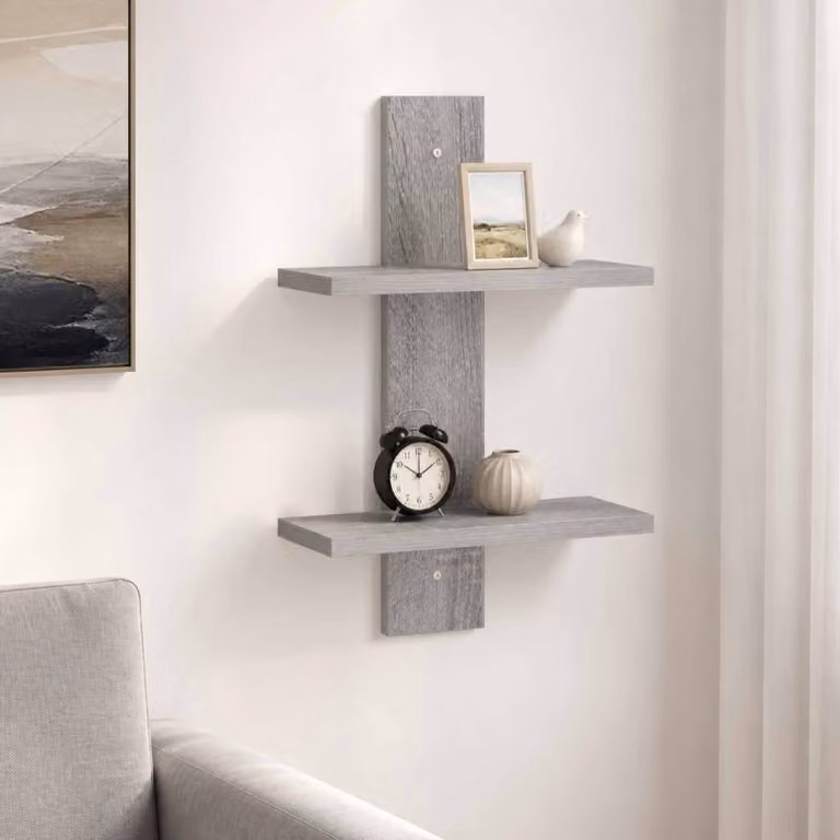 Scaffale da parete moderno vidaXL in MDF grigio L: 30 cm, P: 13,5 cm, H: 43 cm