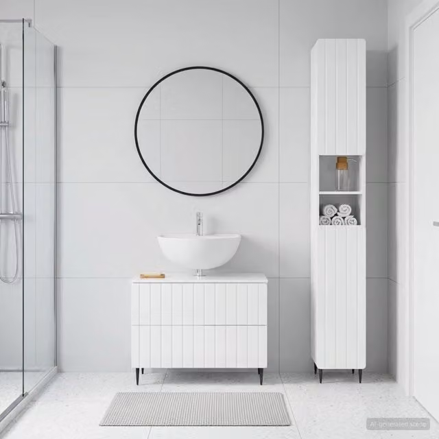 Set di Armadi da Bagno da 2 Pezzi ZWOLLE Bianco Lucido 3417517