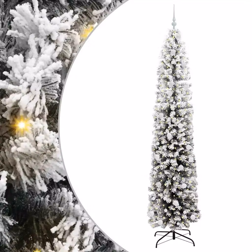 Albero di Natale artificiale moderno vidaXL verde con 300 LED luce bianca calda, Altezza: 240 cm – 2