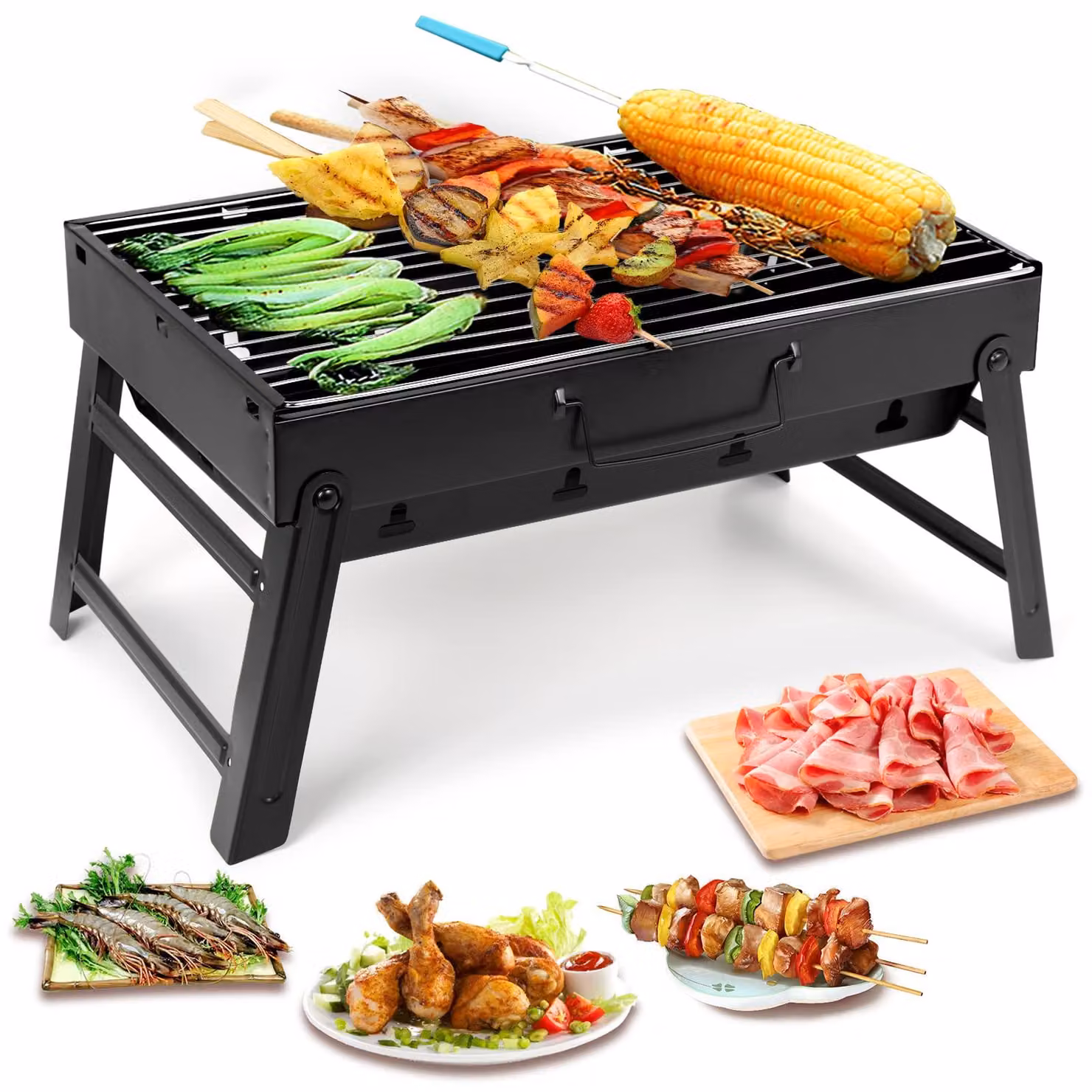 Barbecue portatile a carbone - 1,63 kg - Acciaio inossidabile - Ideale per picnic e campeggio all'aperto