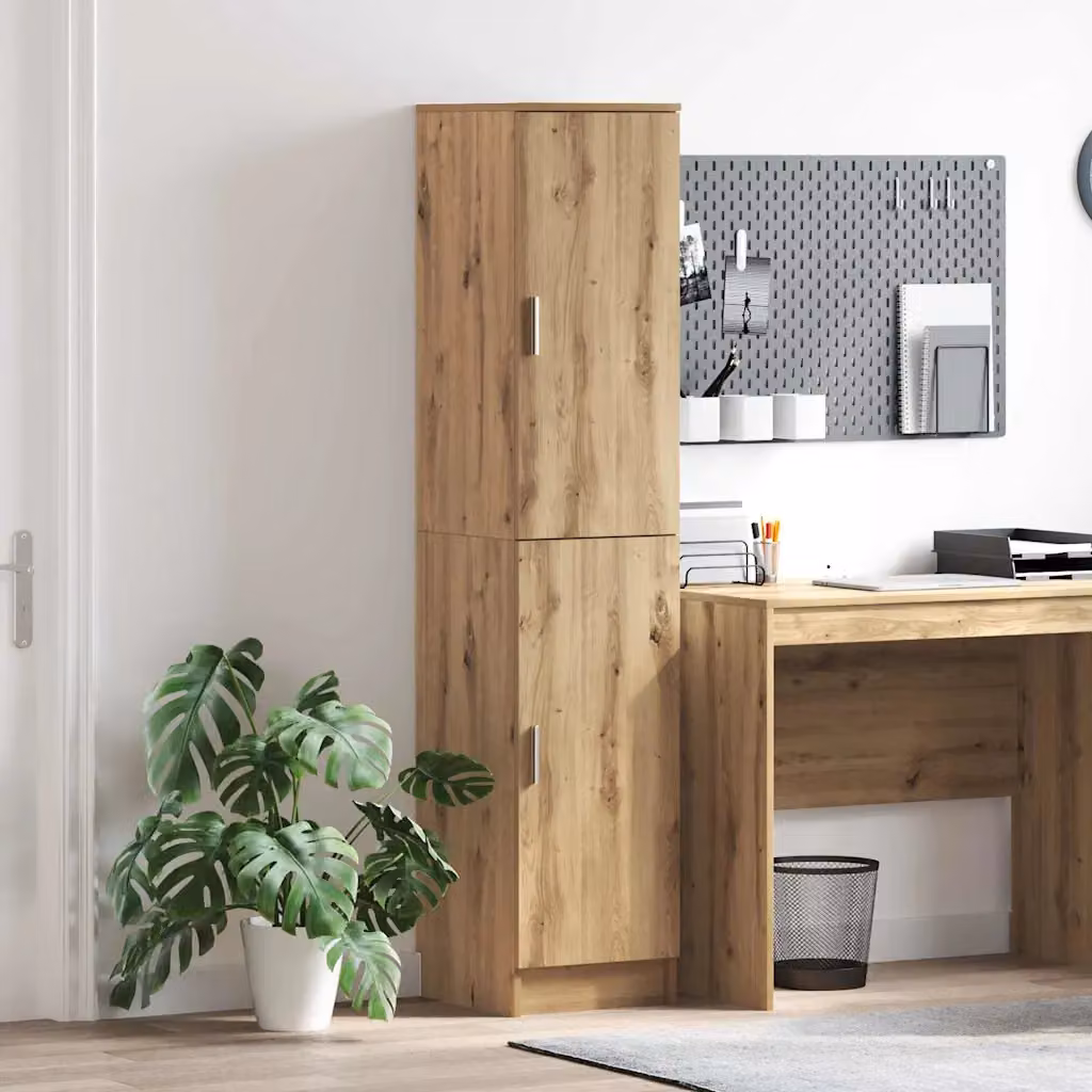 Credenza moderna vidaXL in legno rovere marrone con ante a battente e ripiani interni L/P/H: 35 x 39 x 168 cm