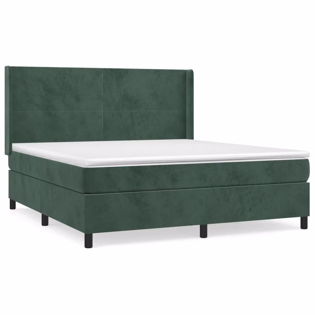 Giroletto a Molle con Materasso Verde Scuro 180x200 cm Velluto