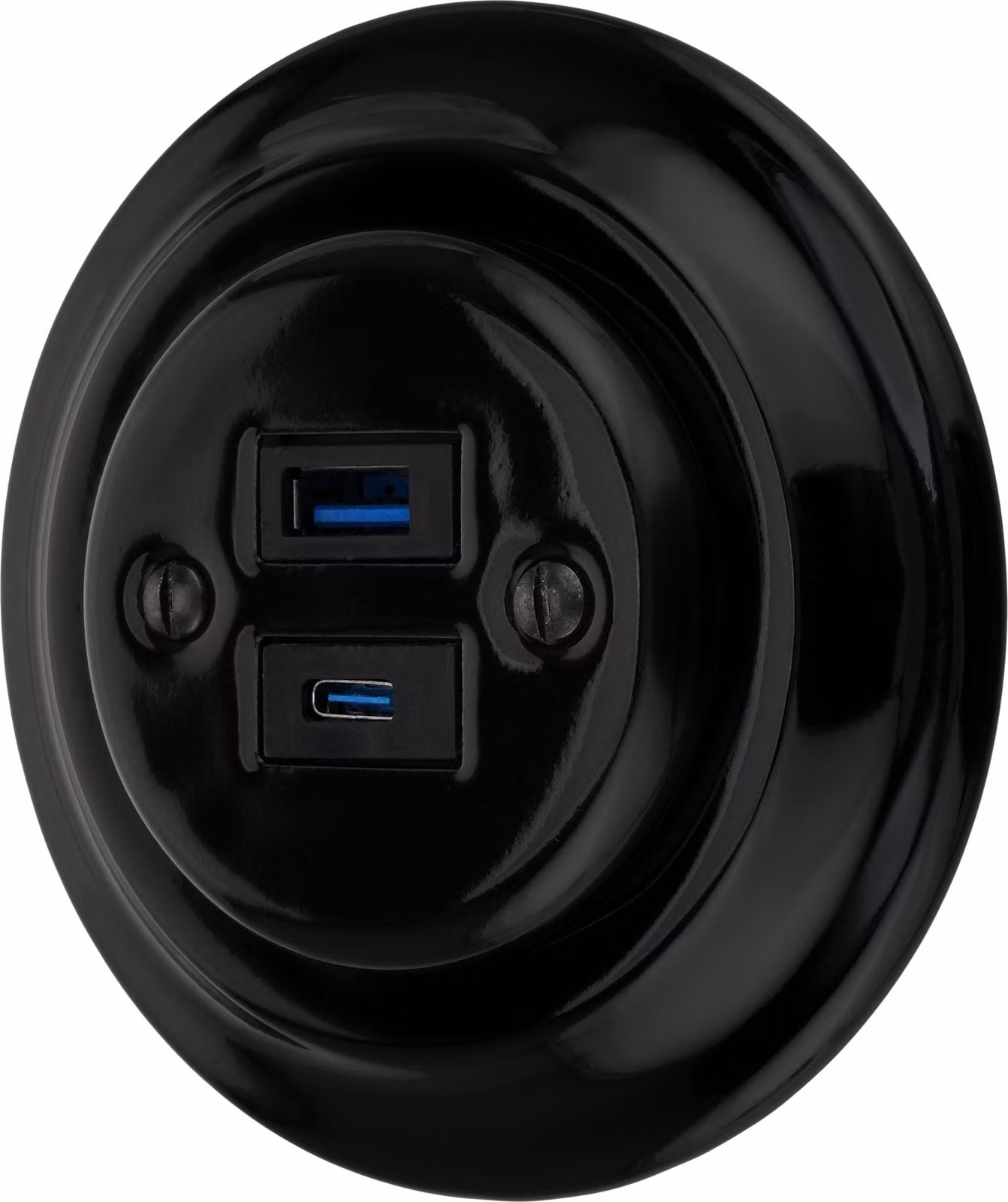 Porcellana da incasso Presa di corrente Retro USB-A I USB-C 2-fold I PR1 nero