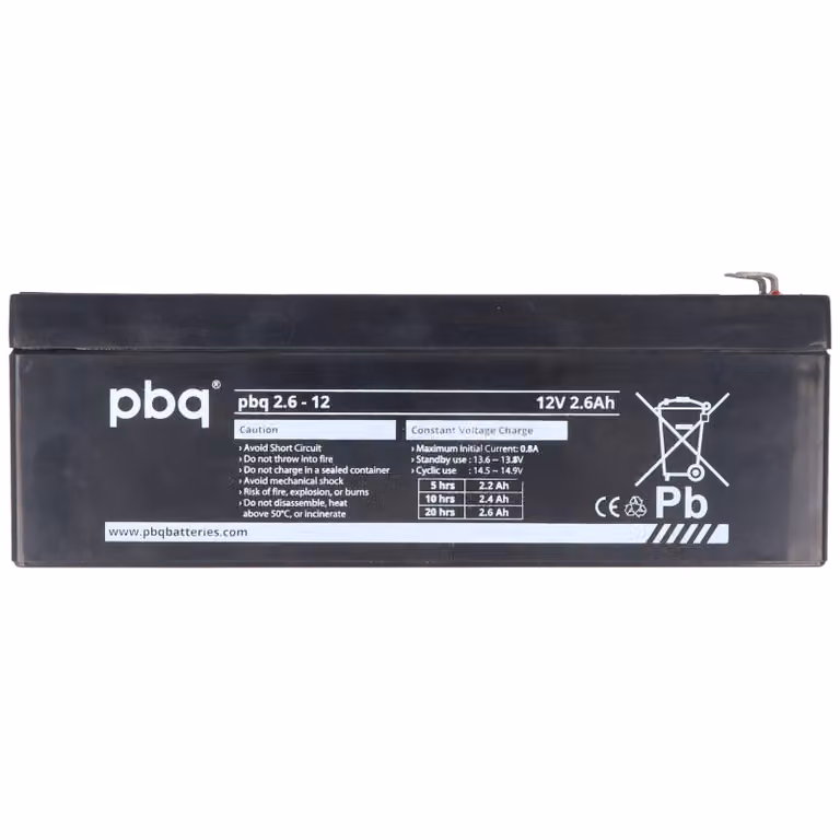 Batteria al piombo PBQ 2,6-12V, 12 V 2,6Ah, dimensioni 178x34x61 mm, compatibile con Alarmguard CJ12-2,6AH