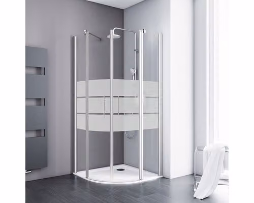 SCHULTE Cabina doccia angolare con porta a battente, modello Alexa Style 2.0 ExpressPlus, dimensioni 90 x 90 x 192 cm, profilo in alluminio, decorazione vetro Depoli Light