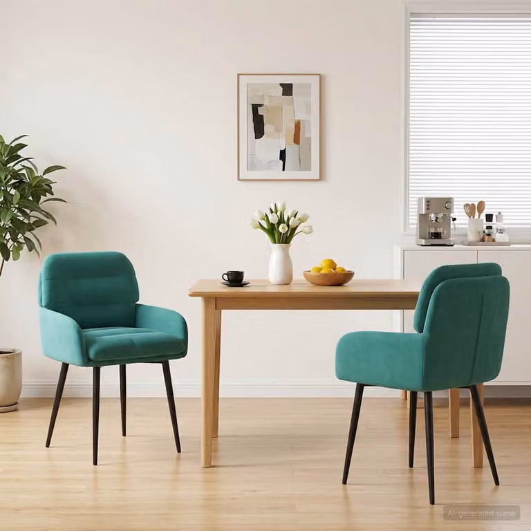 Set di 2 sedie da pranzo vidaXL in velluto turchese, L 59 cm x P 59,5 cm x H 90 cm