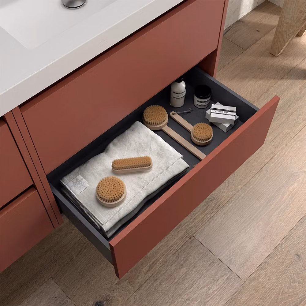 Mobile bagno sospeso Gaya Inbagno rosso opaco con lavabo ad incasso – 2