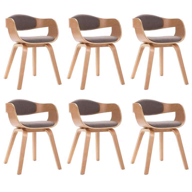 Sedie da pranzo 6 pezzi. Legno di bengala e tessuto color tortora