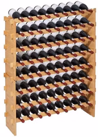 Scaffale Autoportante Vevor Portabottiglie per Cucina o Cantina, 8 Ripiani per 72 Bottiglie, Colore Marrone, Design Rustico in Legno, L/P/H: 119 x 25 x 95,6 cm