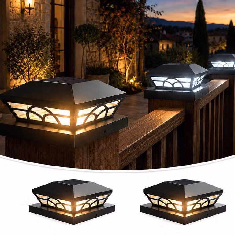 Set di 2 lampioni solari, dimensioni 9x9/10x10 cm, grado di protezione IP65, luce bianco caldo/bianco freddo