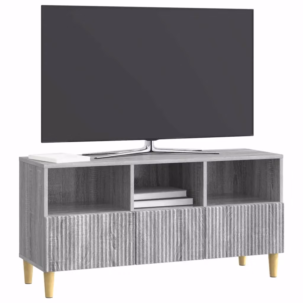Mobile TV-Credenza Moderno in Legno Grigio Sonoma L: 102 cm, P: 34,5 cm, H: 50 cm – 2