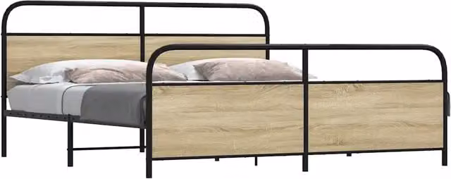 Giroletto senza materasso vidaXL in metallo e MDF color rovere, L: 187 cm, P: 219 cm, H: 300 cm