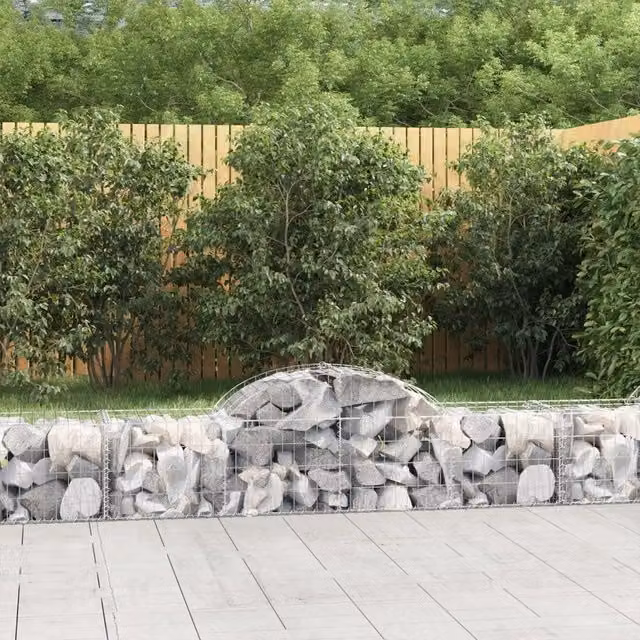 Set di 3 Cesti Gabbioni ad Arco vidaXL in Acciaio Zincato Grigio L: 200 cm, P: 50 cm, H: 40-60 cm – 1
