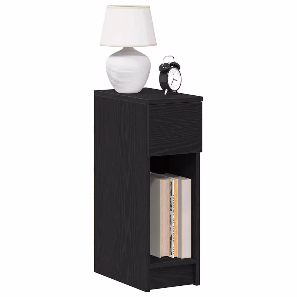 Set di 2 comodini con cassetto vidaXL moderni in nero opaco L/P/H: 20 x 36 x 60 cm