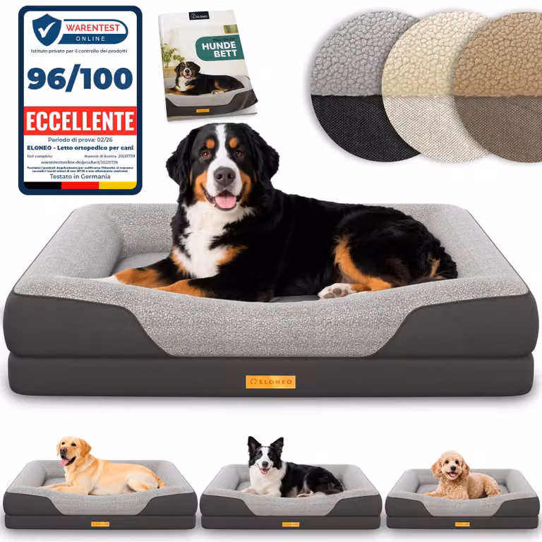 ELONEO Letto ortopedico per cani, taglia XL - Grigio