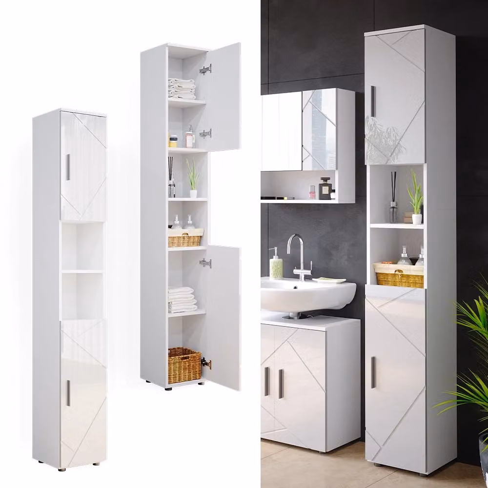 Mobile bagno alto Irma Vicco Bianco lucido L: 30 cm, H: 192 cm – 2