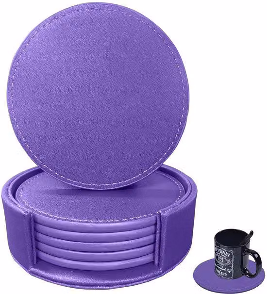Rondelle in pelle da 10 cm, color porpora, antiscivolo