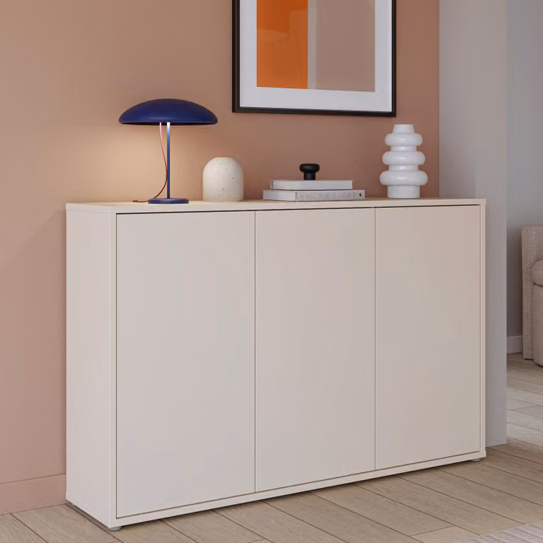 Forte ALICE SPRINGS Comò 150 155, credenza moderna e capiente con 3 ante, ingresso, soggiorno, camera da letto, materiale ligneo, cashmere/beige, larghezza 154,2 cm x altezza 99,1 cm x profondità 34,9 cm