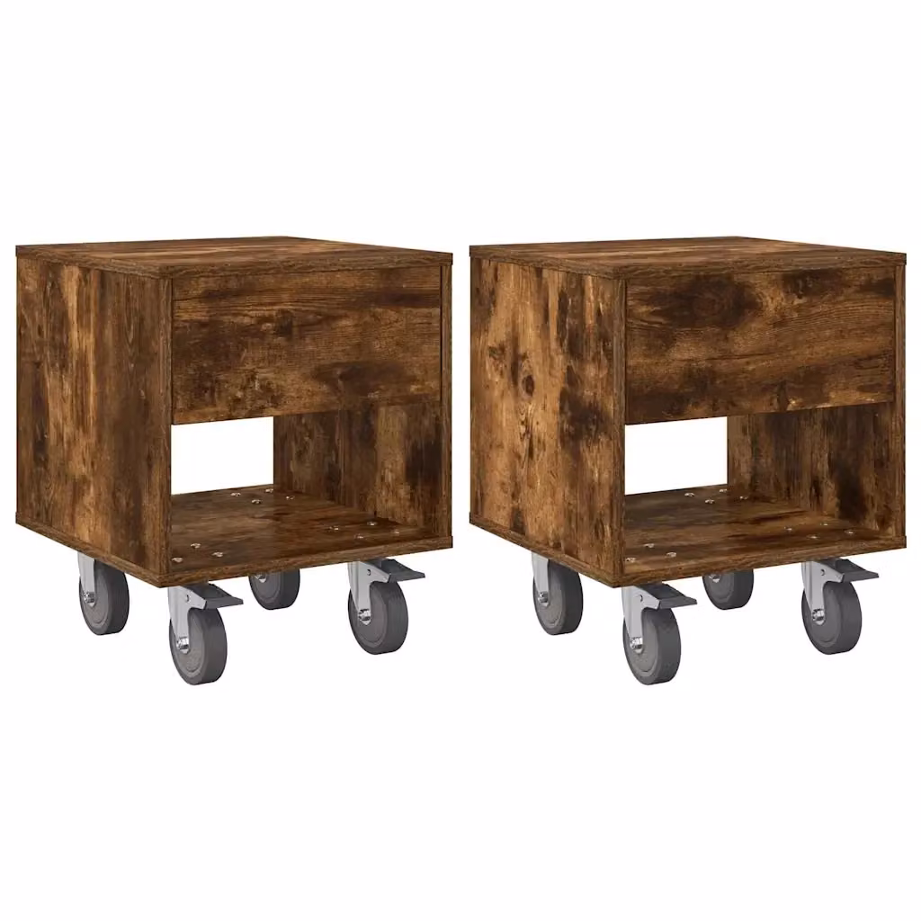 Set di 2 comodini moderni vidaXL in rovere fumé marrone L/P/H: 40,5 x 40 x 48 cm – 2