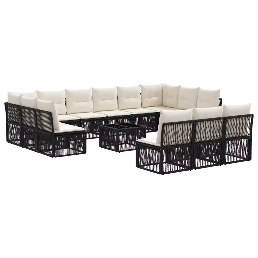 Set Divano da Giardino a L vidaXL in Polyrattan Nero con Cuscini e Tavolino da Caffè – 2
