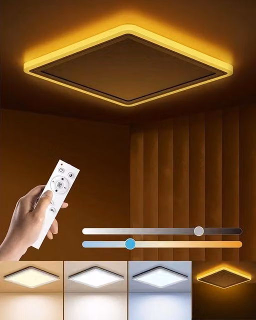 Lampada da soffitto moderna con LED bianco e oro, dimmerabile con telecomando e timer