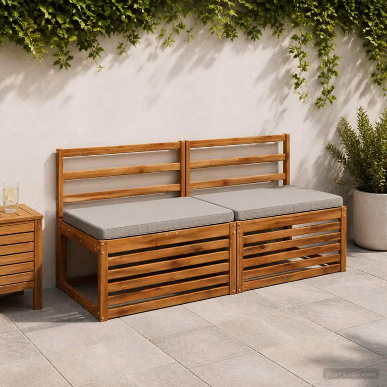 Set di 2 cuscini per panchina vidaXL VUGHT grigi in poliestere con rivestimento rimovibile e resistente ai raggi UV