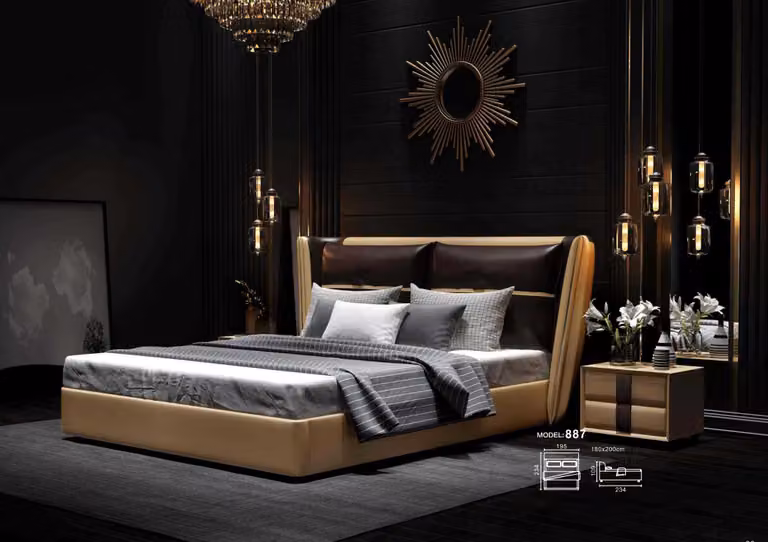 Luxus designer Hotel Bett Schlafzimmer Polster Betten Textil Doppel Ehe Bett