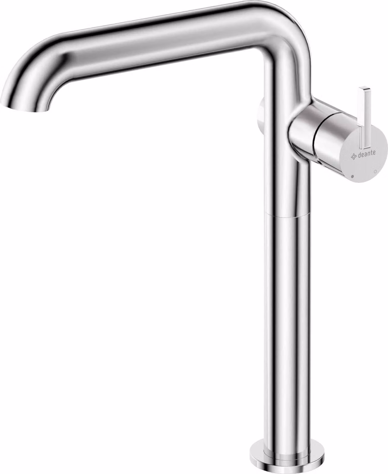 Tall washbasin mixer with rectangular spout