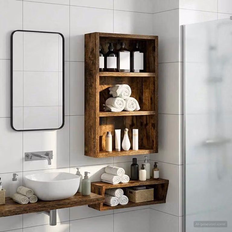 Armadio da bagno a muro vidaXL in legno color quercia affumicata L/P/H: 30 x 10 x 50 cm