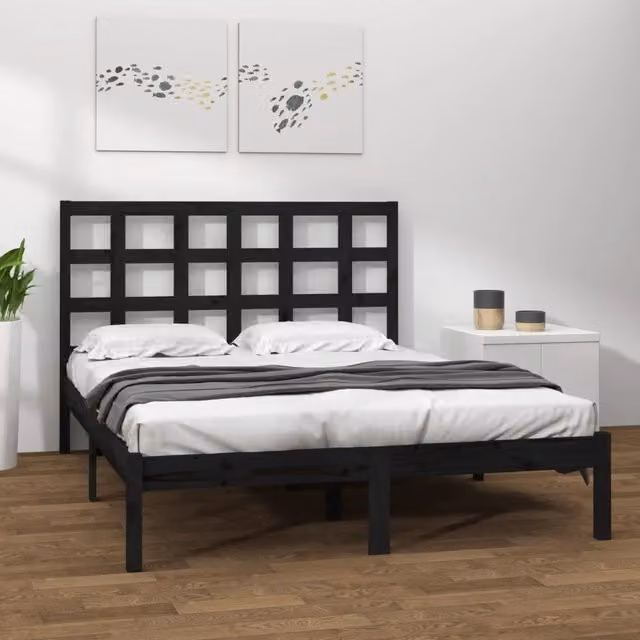Giroletto Nero in Legno di Pino Massello con Doghe Fisse L/P/H: 200 x 200 x 31 cm