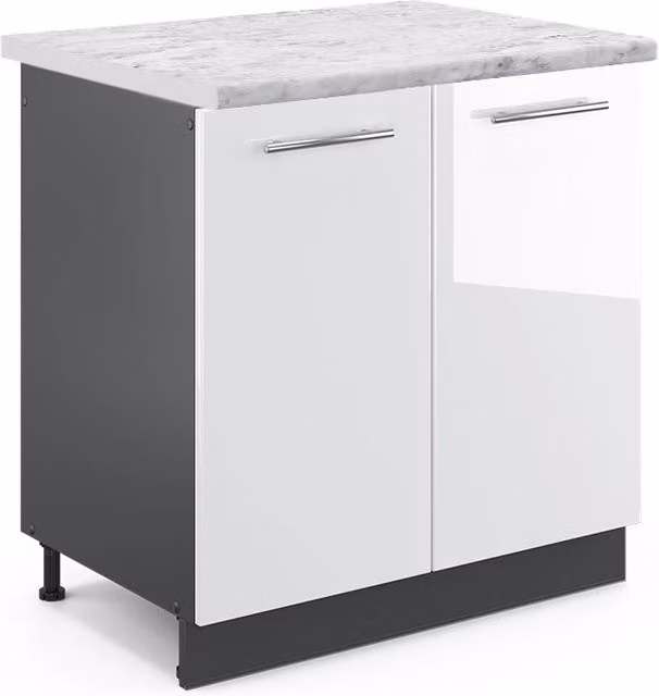Mobile lavello cucina Fame-Line Bianco lucido/Antracite 80 cm, PL Marmo Vicco