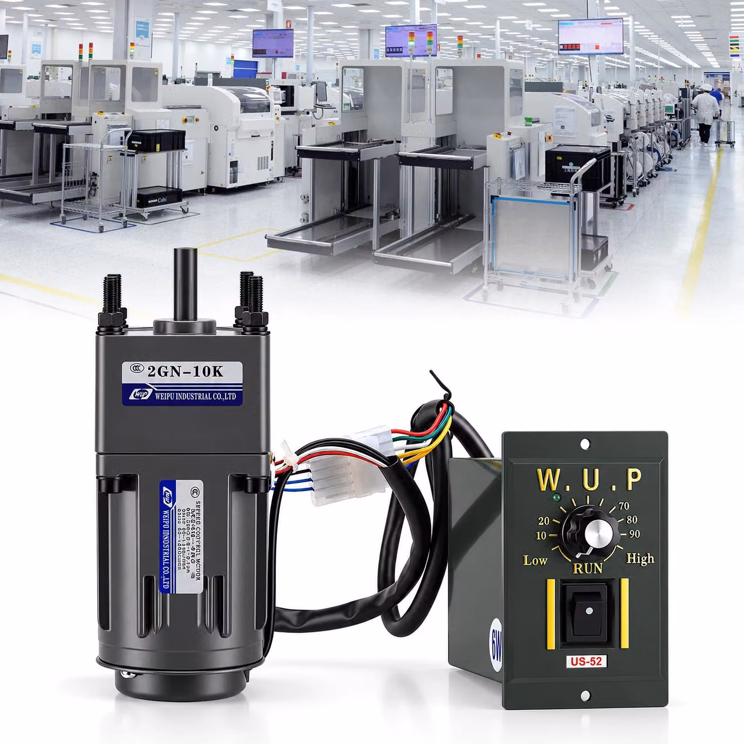 Motore elettrico con riduttore - Regolatore di velocità da 220 V - Corrente alternata, 6 W - 0–135 giri/min - 8 Nm - Regolazione continua - Funzione avanti/indietro - Colore: nero