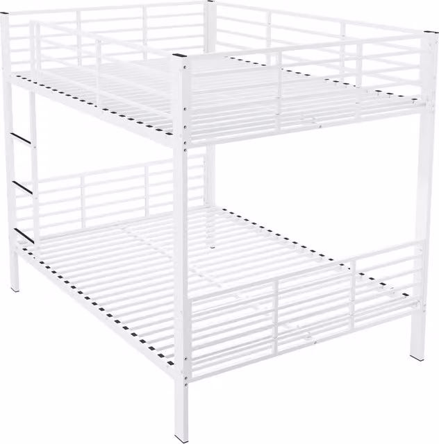 Letto a castello Chicfurn in metallo bianco opaco con barriera di sicurezza, L/P/H: 200 x 140 x 170 cm
