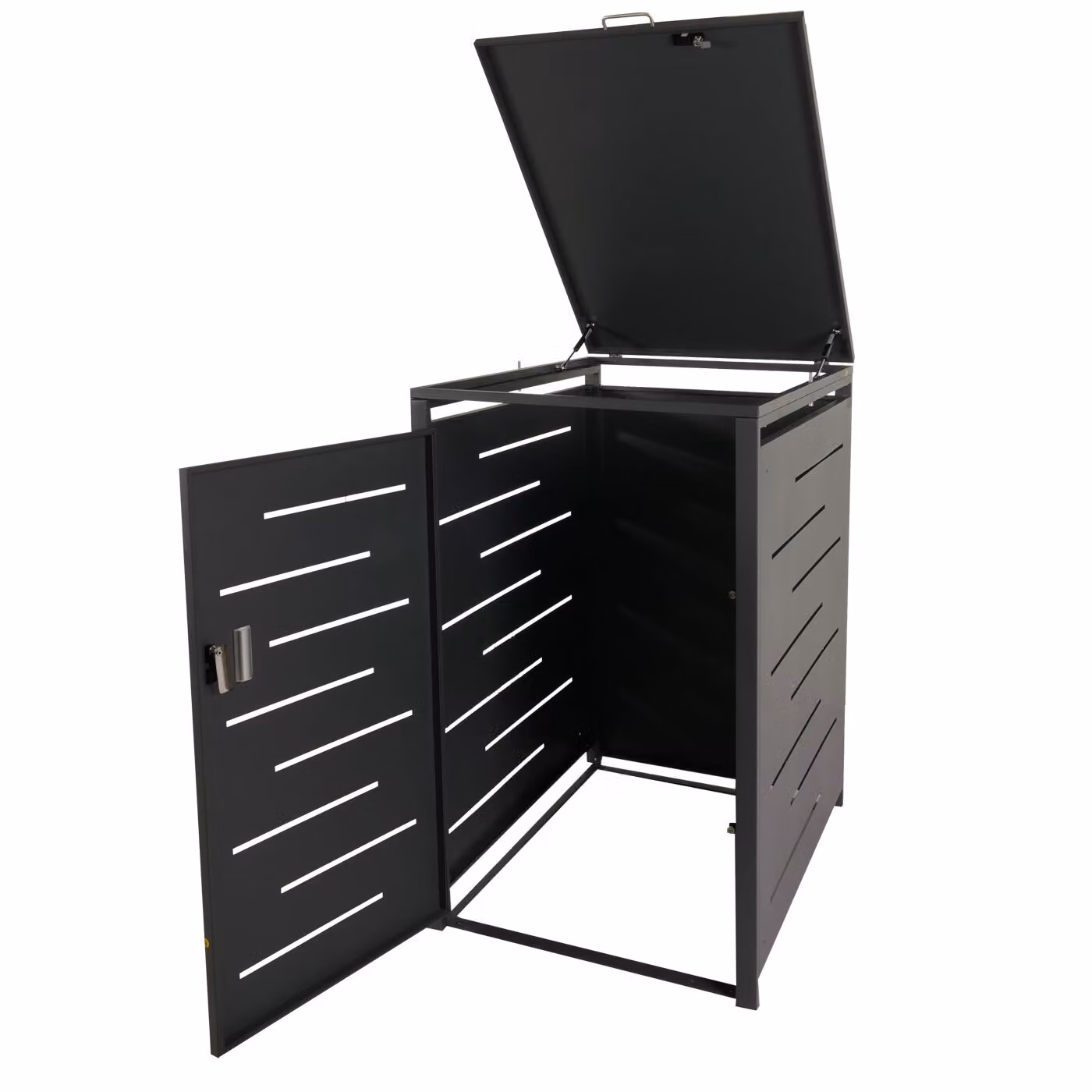 XL Rivestimento per bidoni della spazzatura singoli/doppi MCW-E83, box per bidoni della spazzatura, espandibile 116x71x98 cm ~ antracite, acciaio 39 kg