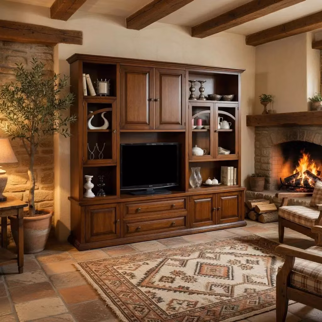 Parete attrezzata in legno Mobili 2G colore noce L: 255 cm, P: 49 cm, H: 228 cm – 2