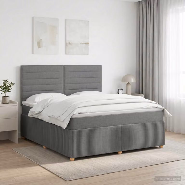 Maison Exclusive - Letto boxspring con materasso grigio scuro 140 x 200 cm Tessuto