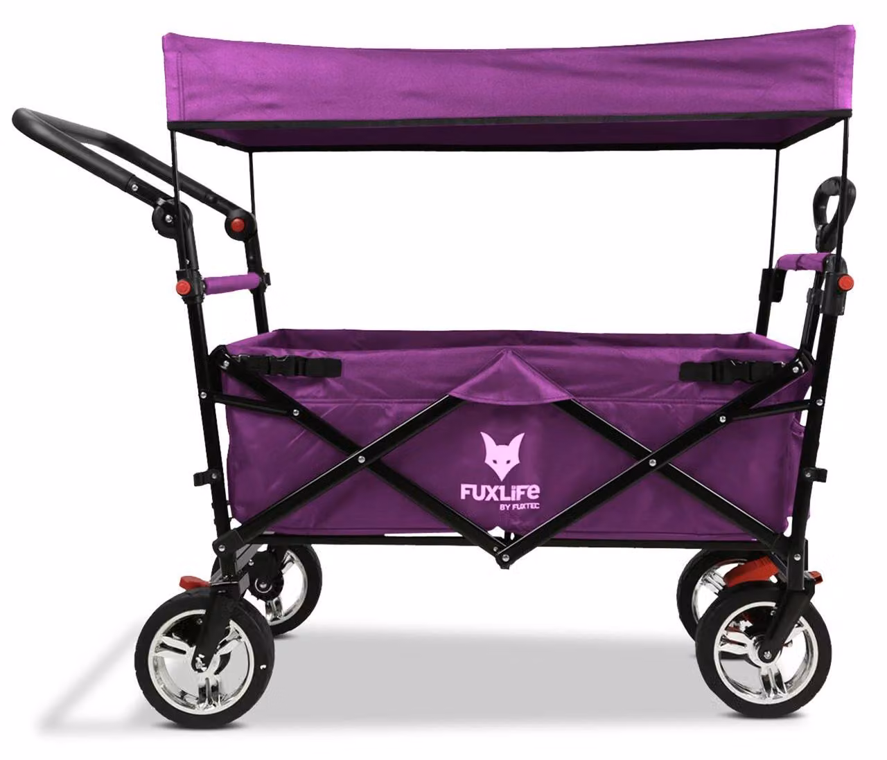 FUXLIFE by FUXTEC Carrello pieghevole FX-CT700 Viola - carrello pieghevole per escursioni e uso quotidiano - sedile imbottito - con freni di stazionamento Purpur